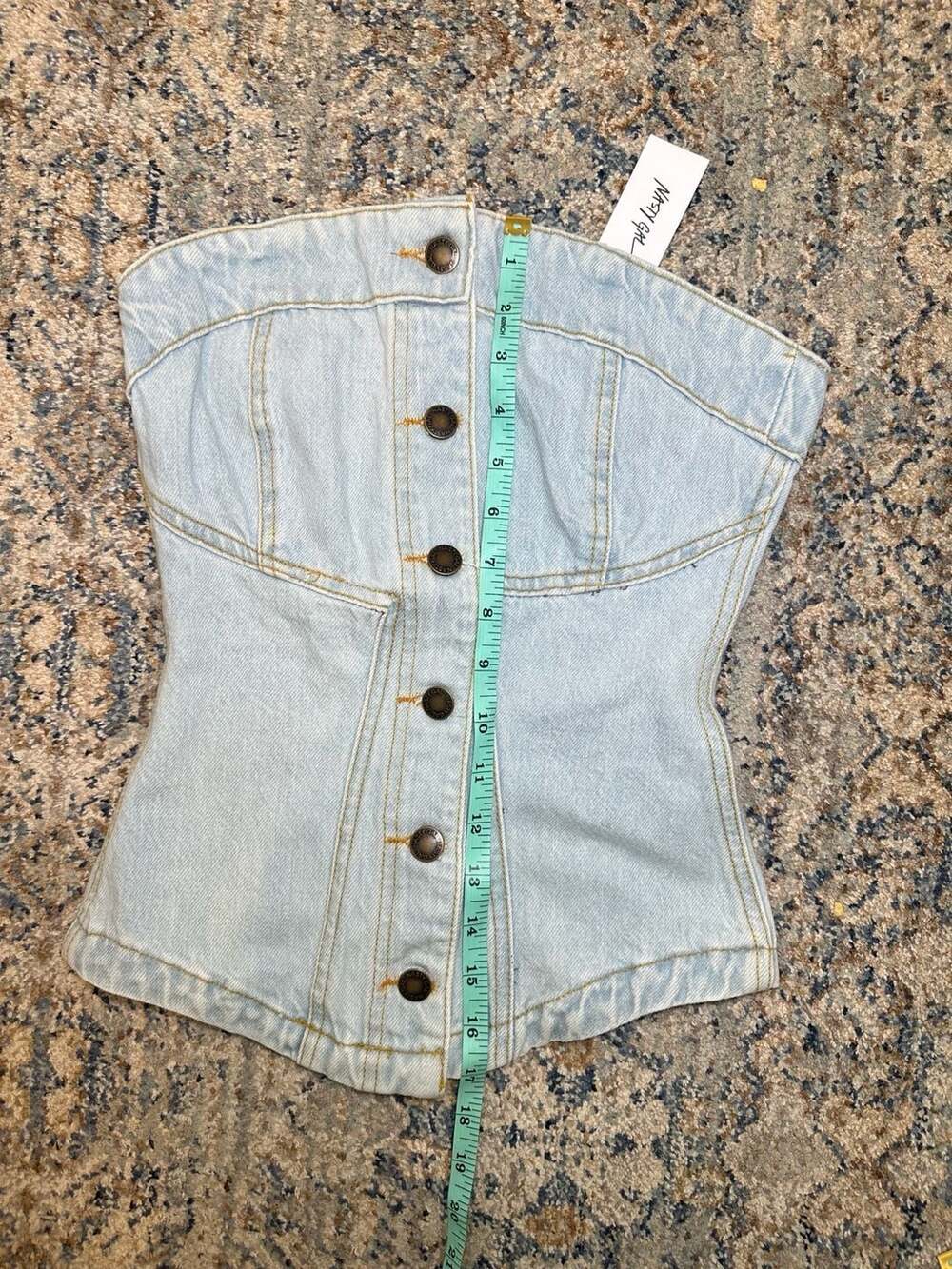Nasty Gal The Denim Bandeau Top Size US 2 Pale Wash-6